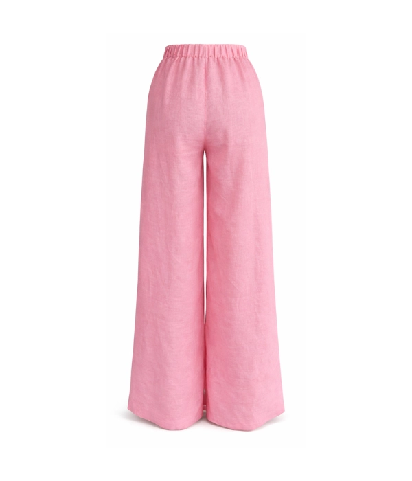 Comfortable pink wide-leg linen pants perfect for casual summer wear