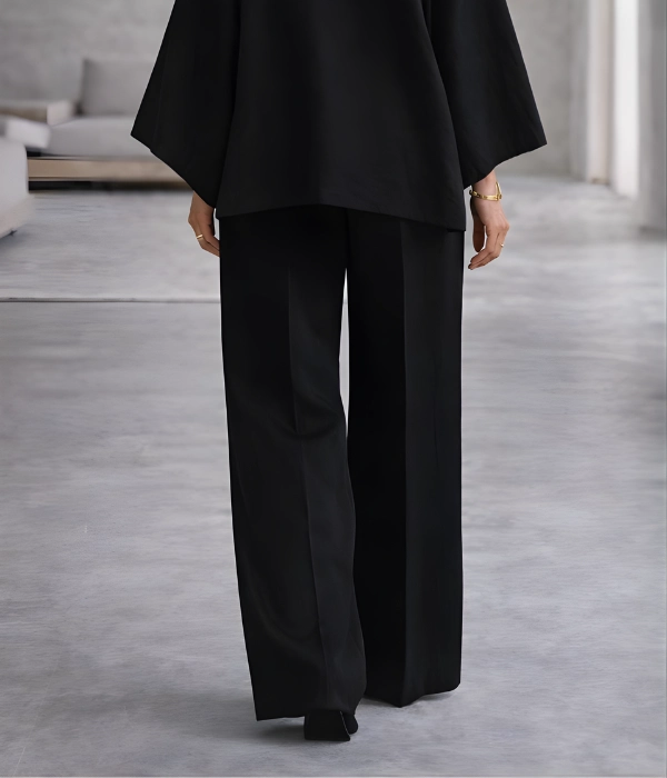 Women’s black wide-leg linen pants soft breathable