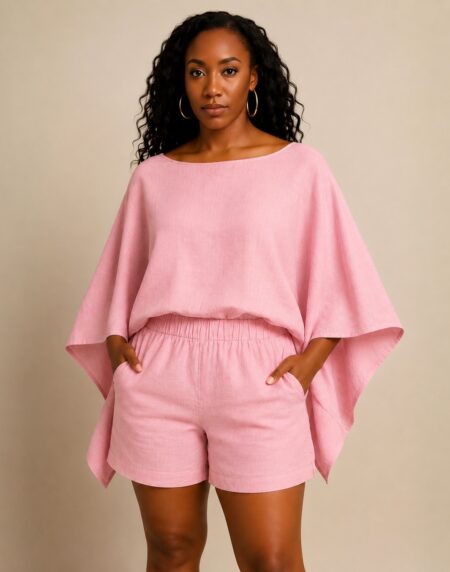 Aria Linen Shorts- Pink