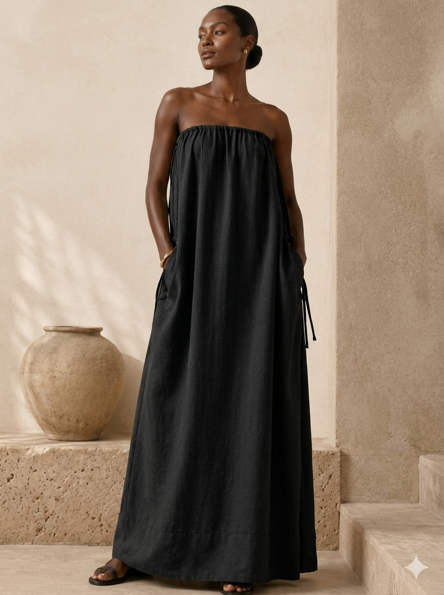 Aggie Strapless Drawstring Maxi Dress - Image 3
