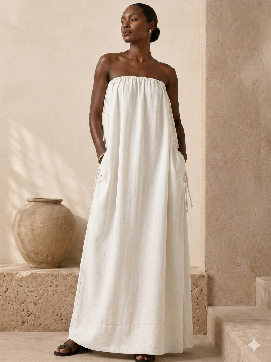 Aggie Strapless Drawstring Maxi Dress - Image 2